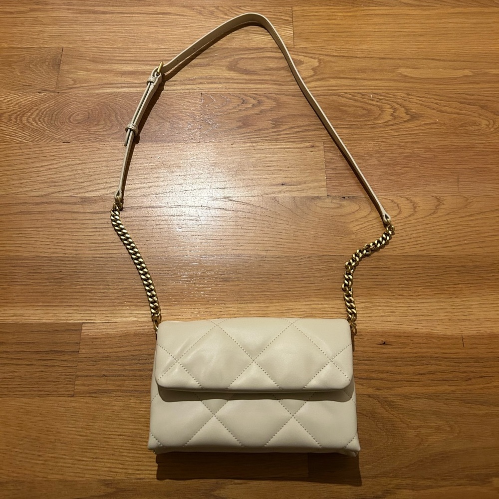 NWOT Quince Elegant Cream Quilted Chain Shoulder Bag